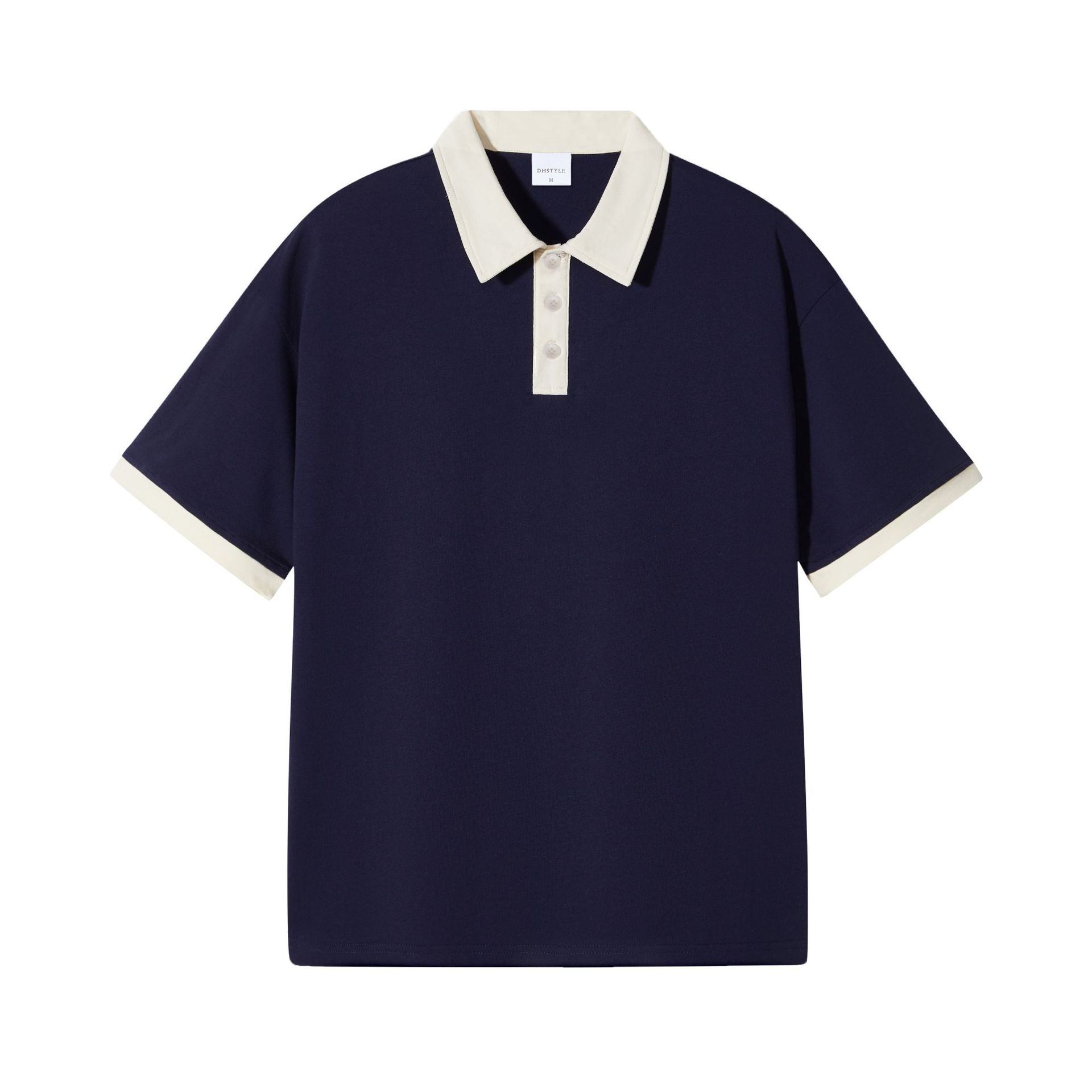 Japanese Fashion Brand Casual Contrast Color Lapel Short Sleeve