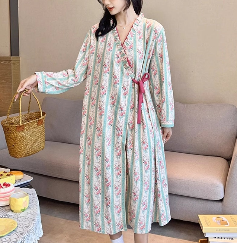 Nightdress Women's Spring And Autumn Kimono Long Sleeve Nightdress