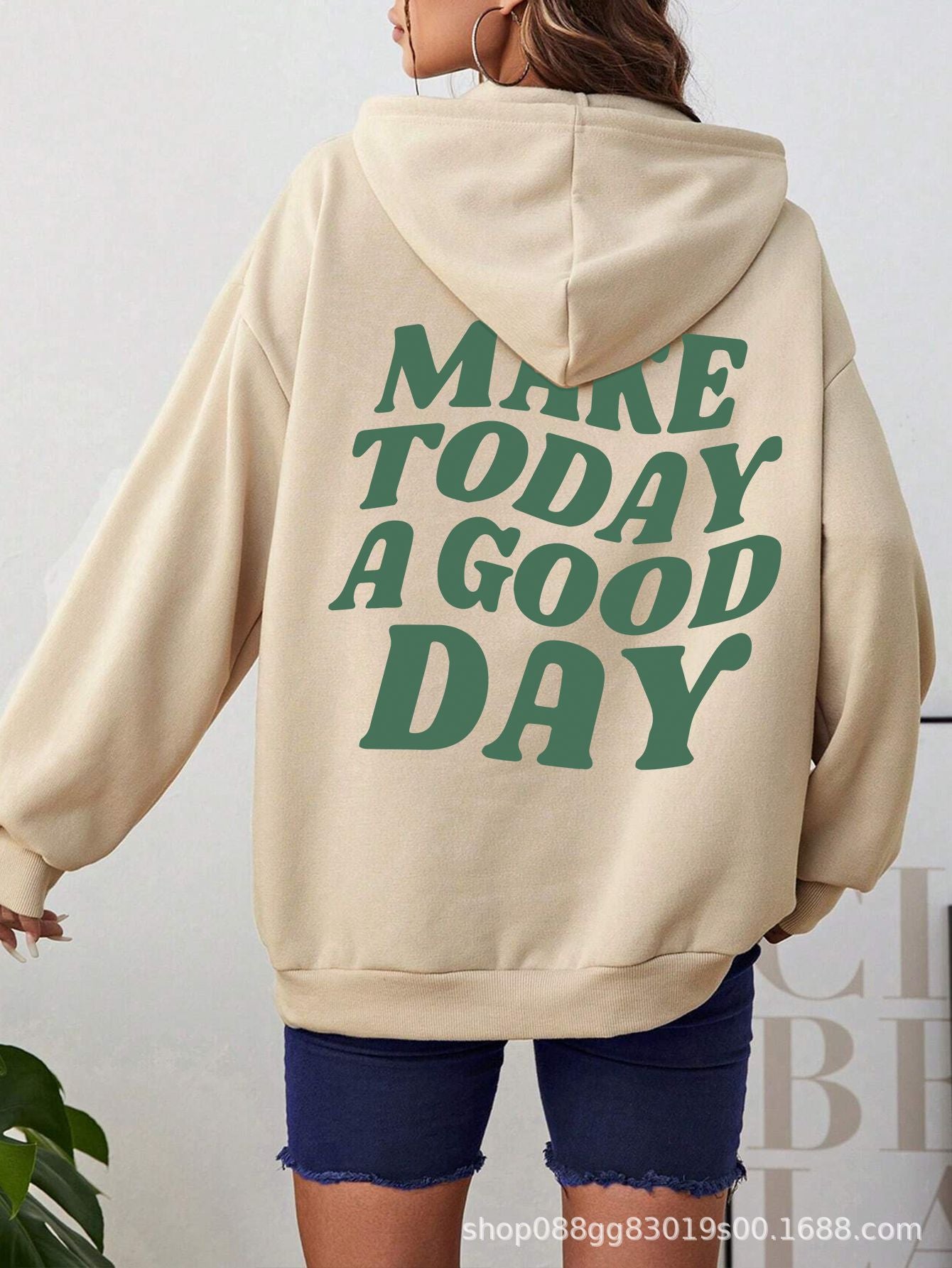 Double-Sided Printed European And American Hooded Plain Letter Sweater