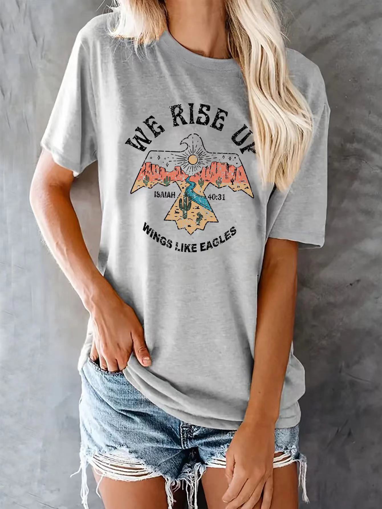 WE RISE UP Letter Print T-shirt Women's Short Sleeve