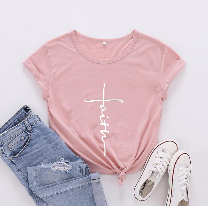 Women's Fashionable English Letter Short Sleeve Top