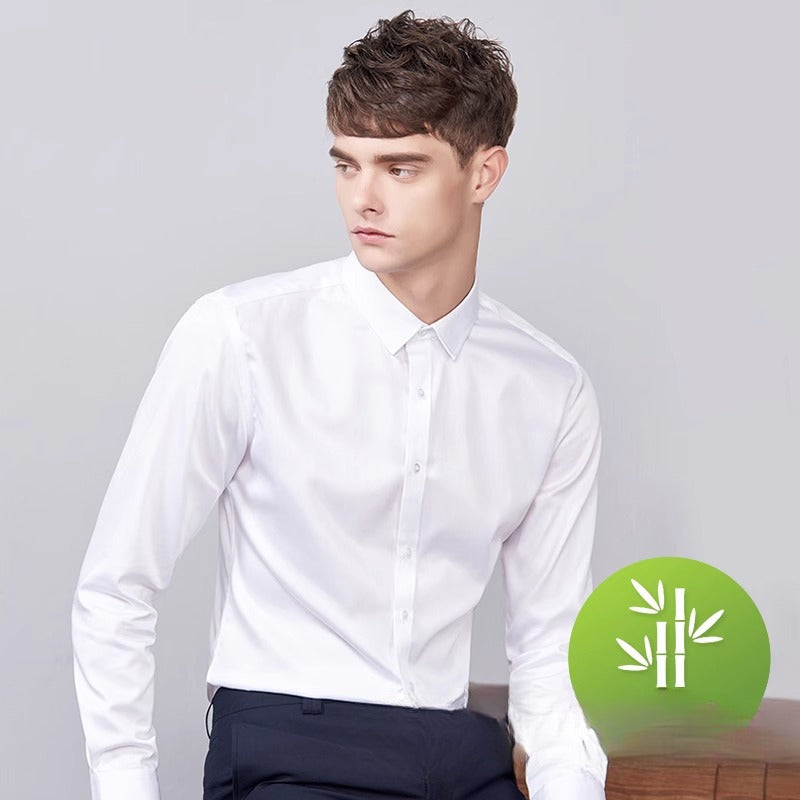 Bamboo Fiber Men's Long-sleeved Autumn Stretch Business Shirt