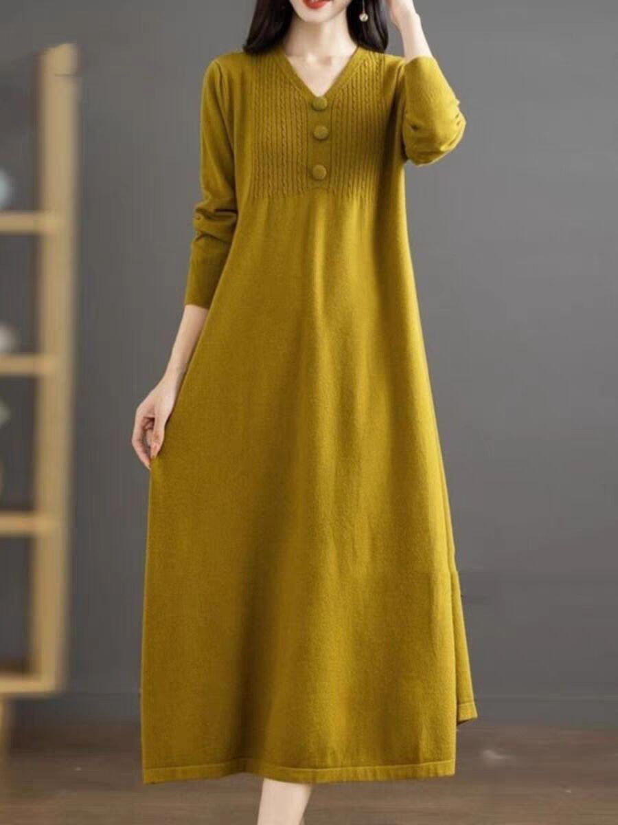 Autumn And Winter New Knitted Women's Wool Dress