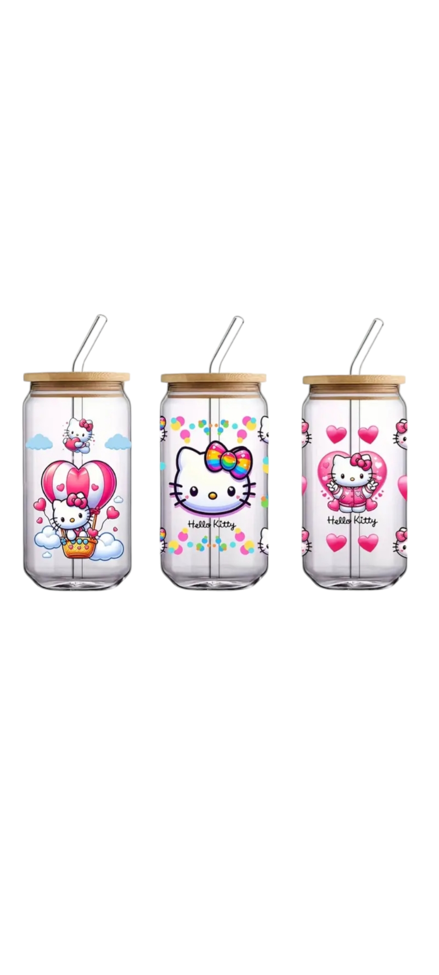 Customised 16oz Glass tumbler water bottle with bamboo lid and straw