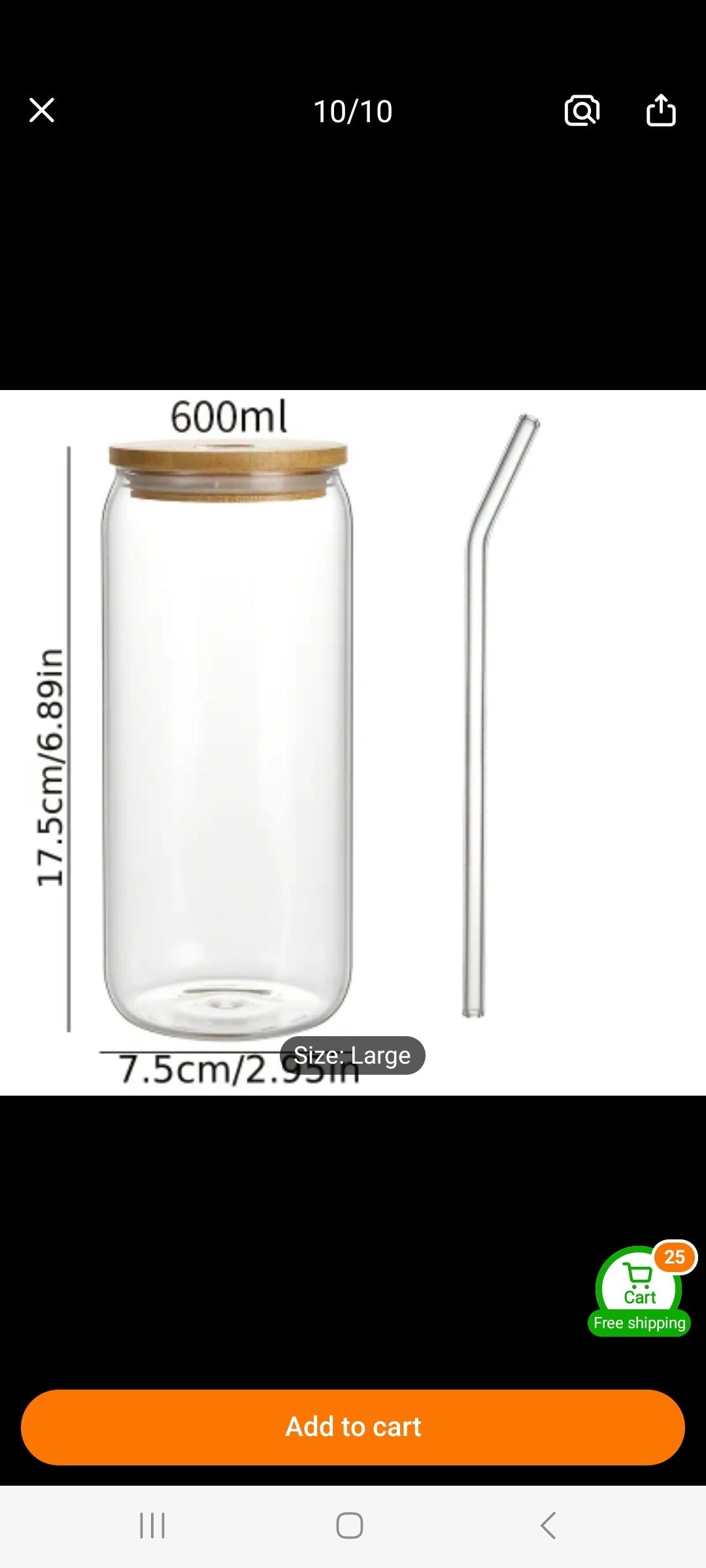 Customised 16oz glass tumbler bottle with bamboo lid and straw