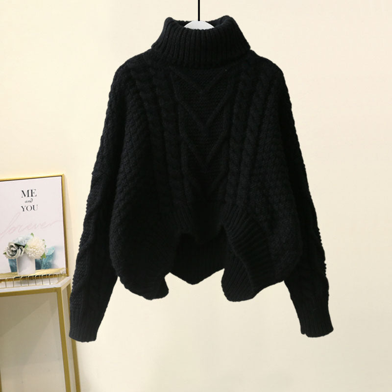 Turtleneck Pullover Pullover Design Sensory Wide Leg Pants Suit