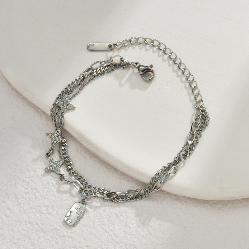 Light Luxury Retro Style Pendant Stainless Steel Bracelet