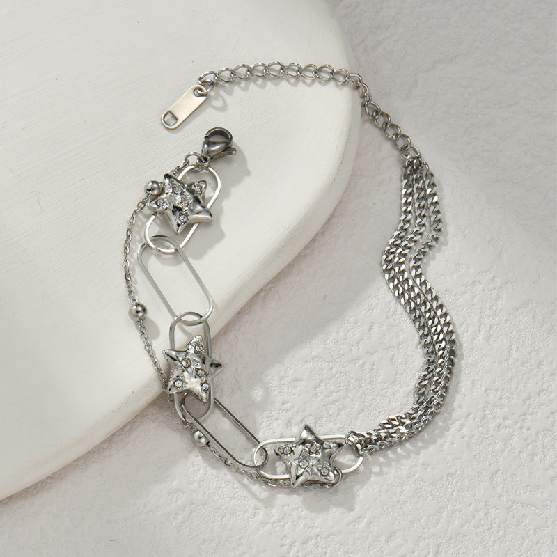 Light Luxury Retro Style Pendant Stainless Steel Bracelet