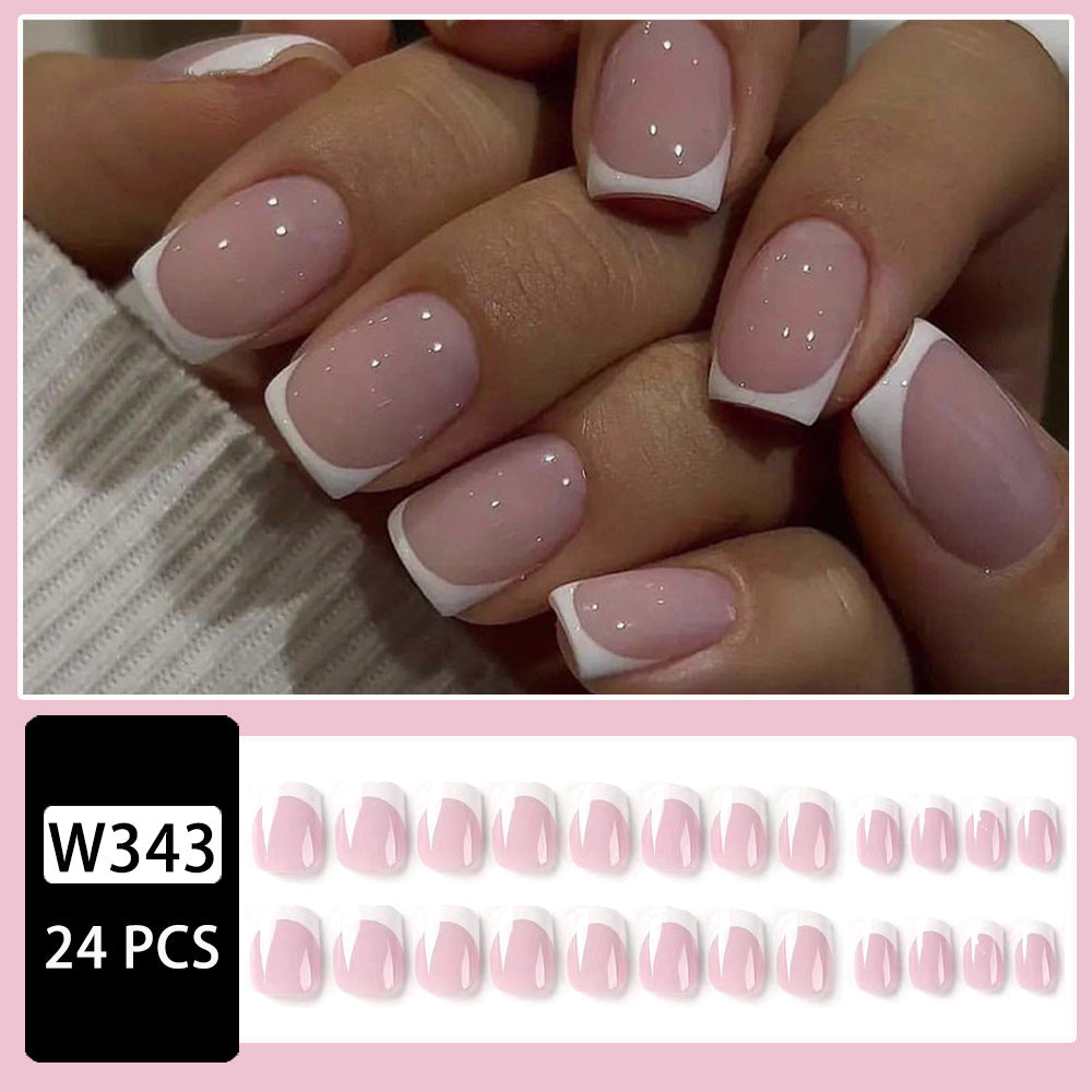 24 Pieces Per Box White Fake Nails Cool To Wear