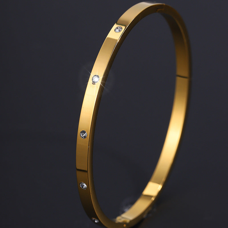 Fashion Simple Rhinestone 18k Non-fading Bracelet