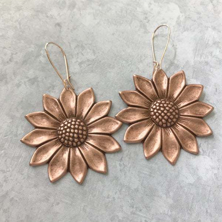 Retro Three-dimensional Sunflower Eardrops Beautiful Sunflower Earrings