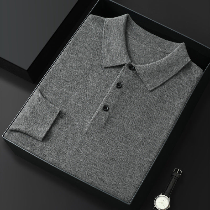 Spring And Autumn New Fashion Casual Polo Collar Long-sleeved Sweater Men