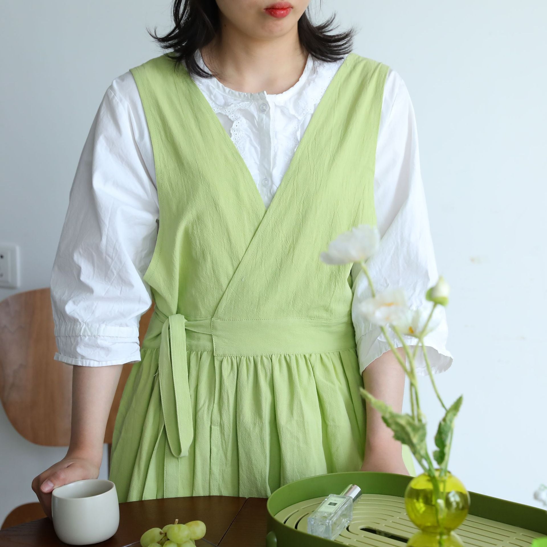 Japanese Fairy Cotton Apron Long Blouse Overclothes