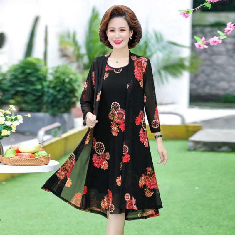 Dress Middle-aged And Elderly Two-piece Suit