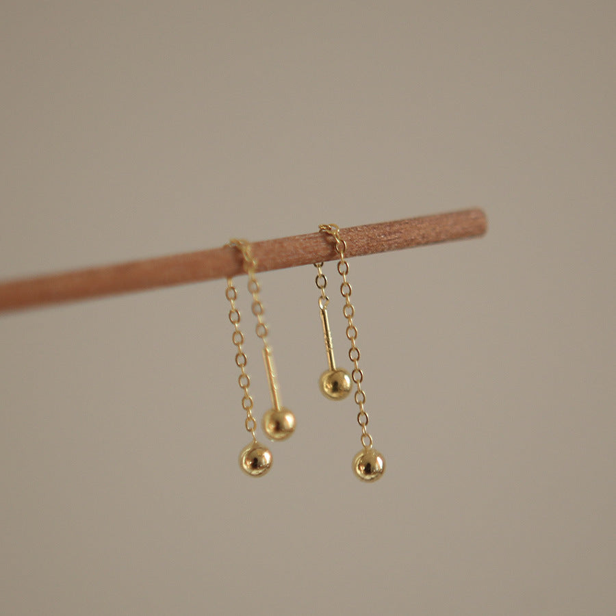 Ball Bead Earrings S925 Sterling Silver Gold Plated