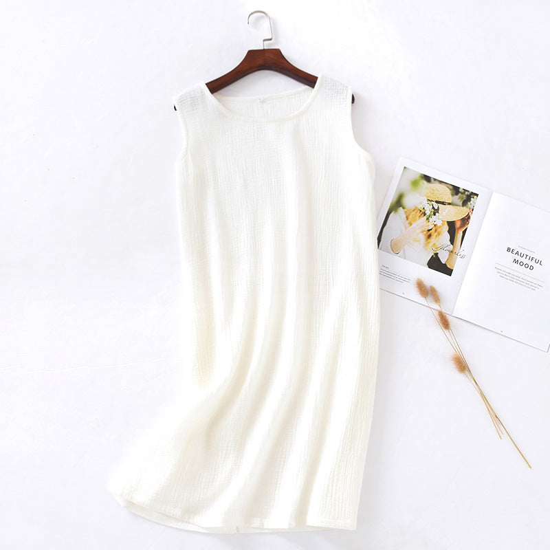 Sleeveless Home Midi Skirt Loose Solid Color Temperament Dress