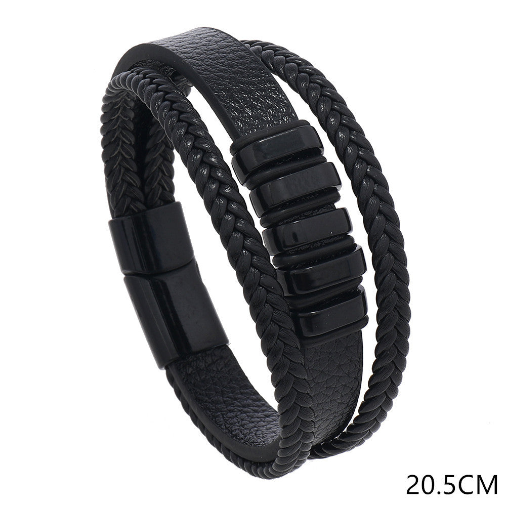 Fashion Multi-layer Woven Men's Leather Bracelet