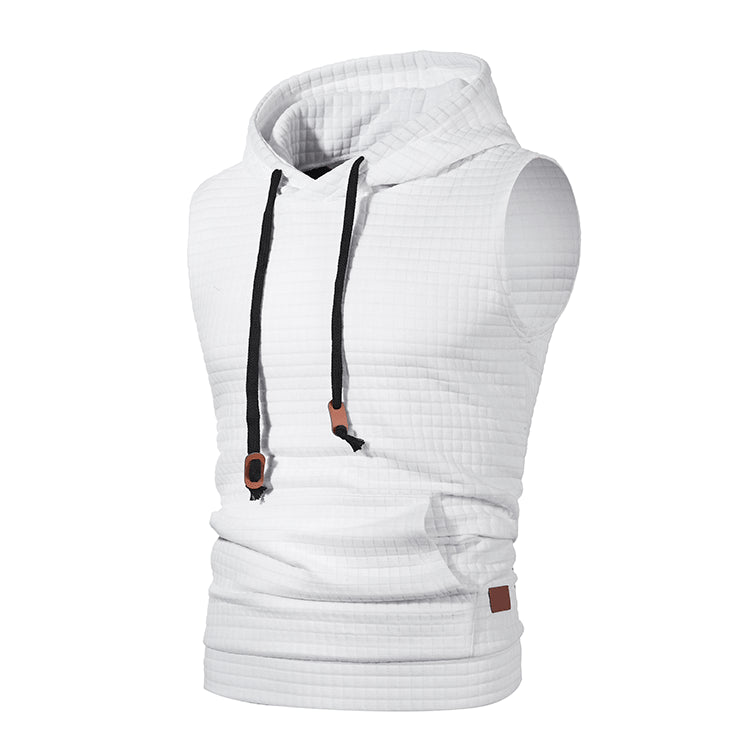 Men's Jacquard Sleeveless Solid Color Knitted Hoodie