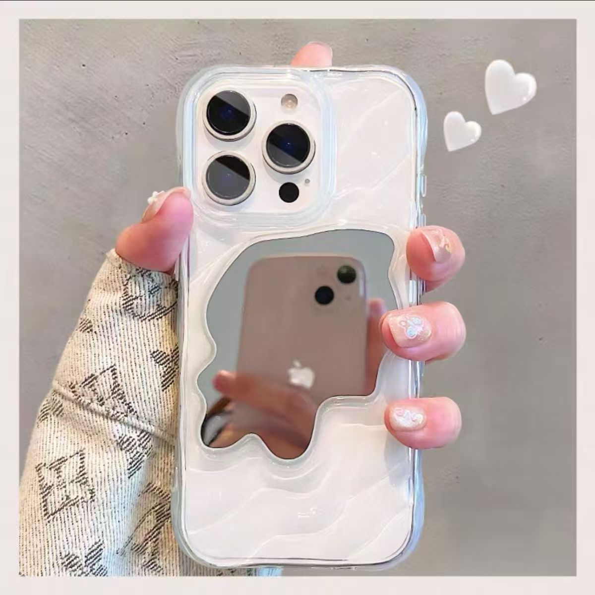 Electroplated Ripple Mirror Makeup Mirror Protective Case