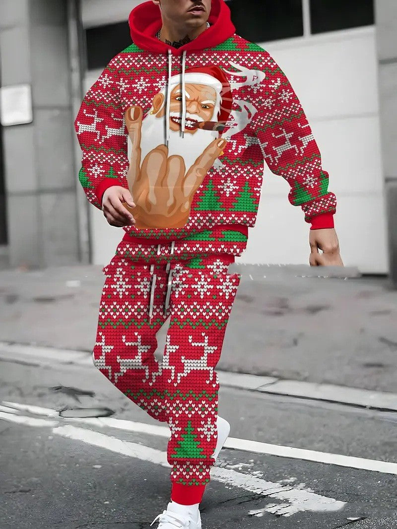 Christmas 3D Printed Long Sleeve Hooded Sweatshirt And Sweatpants Suit