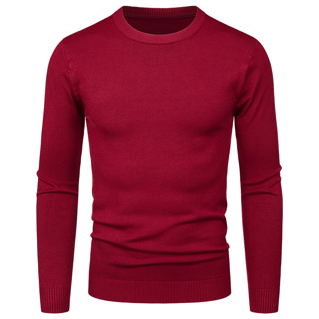 Men's Round Neck Sweater Solid Color Simple Free Size Long Sleeve Sweater