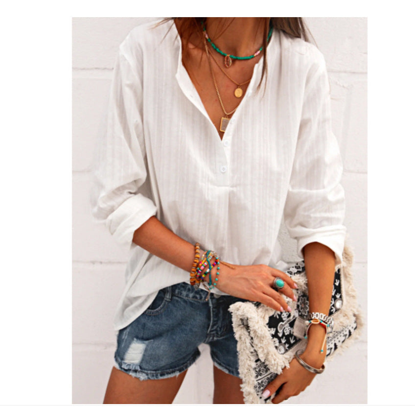 Cotton And Linen Top Loose Casual Shirt