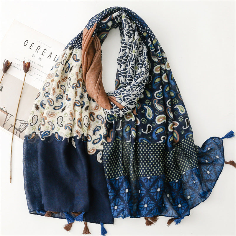 Creative Chinese Style Cotton And Linen Scarf