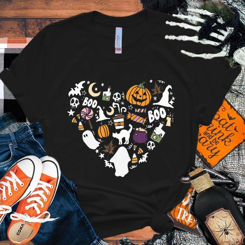 Halloween Boo Pumpkin Love T-Shirt Men Women