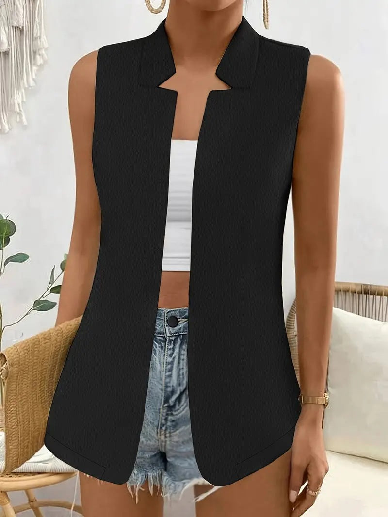 Women's Temperament Pure Color Women's Vest Cardigan Back