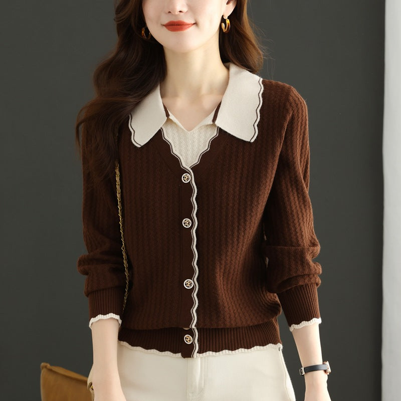 Fake Two-piece Knitted Sweaters Top For Women