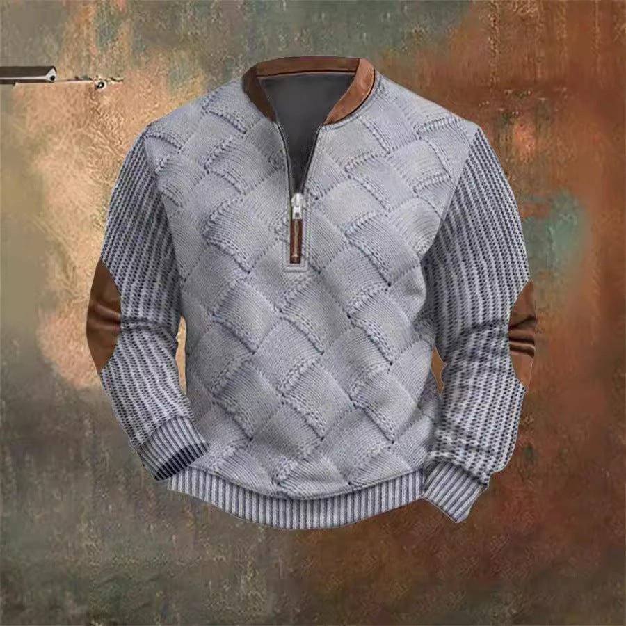 Autumn Winter Digital Printing Half Zipper Sweater For Men