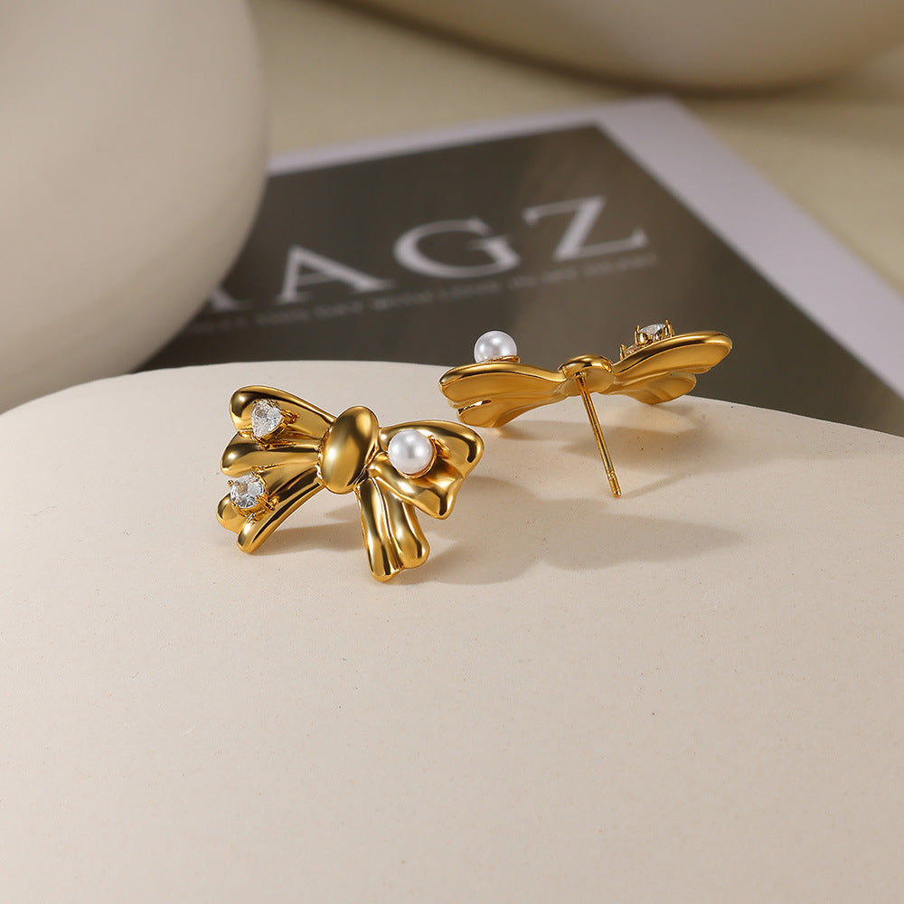 Light Luxury High-grade Oil Pressure 18K Gold Earrings