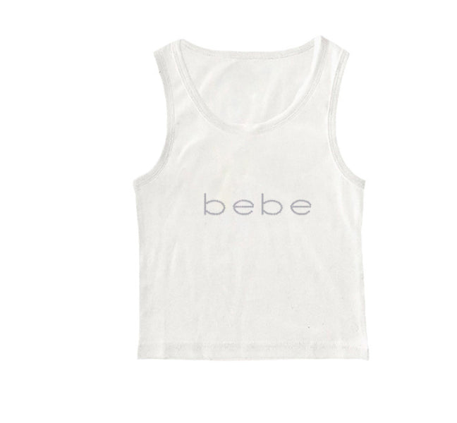Letter Rhinestone Slimming Womens T-Shirt Top