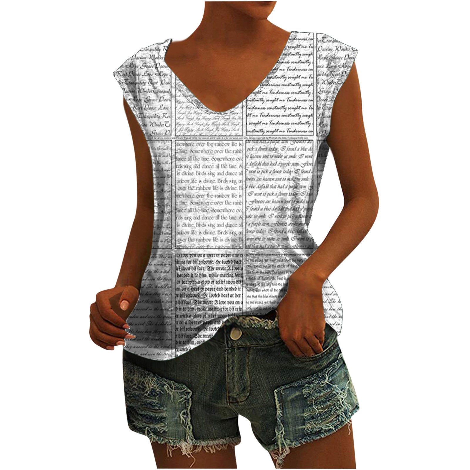 Printed All-matching Women's Sleeveless Vest