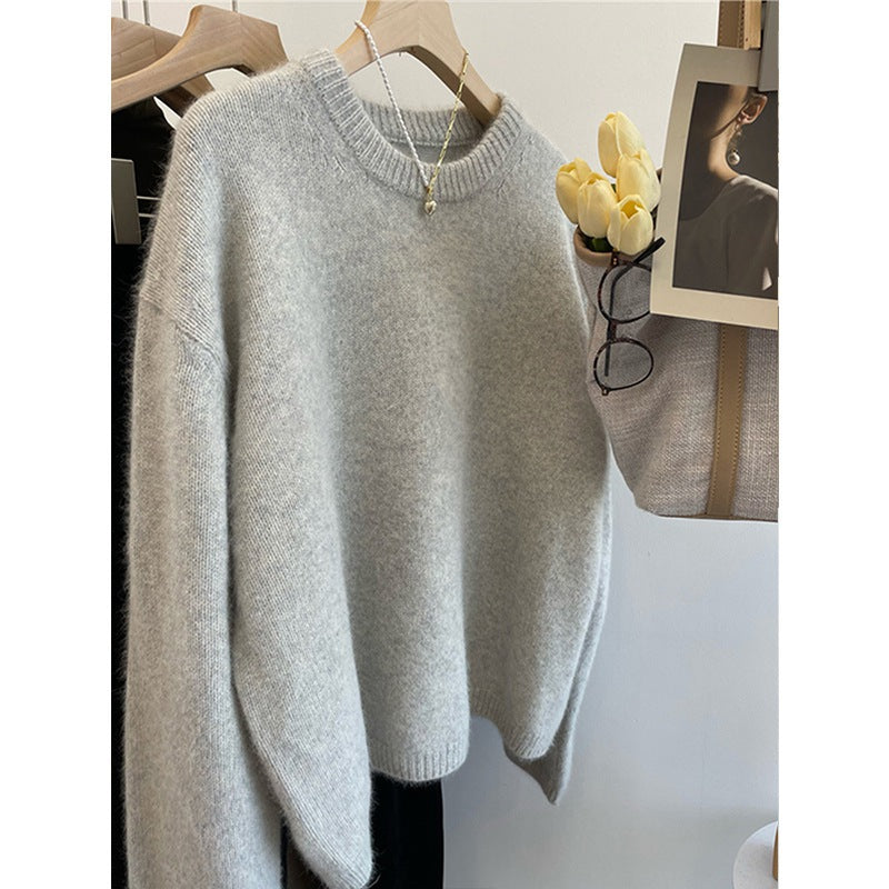 Japanese Leisure Idle Style Milk Huhoo Round Neck Sweater For Women