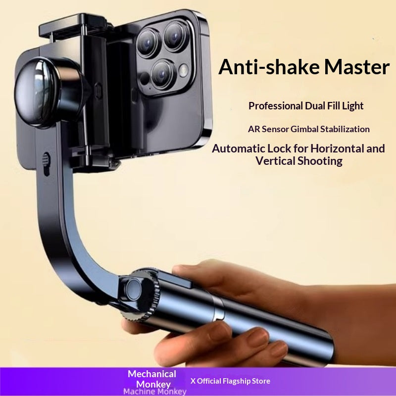 Handheld Gimbal Stabilizer With Dual Fill Lights Selfie Stick Single-Axis Stabilizer Smart Holder