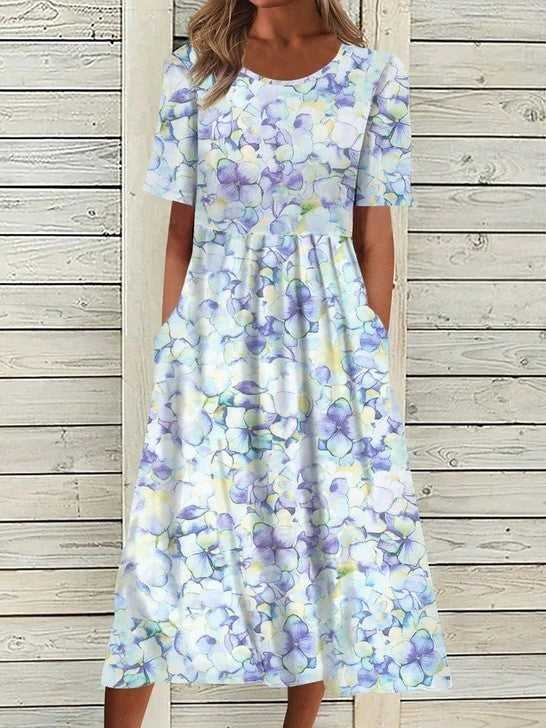 Summer Fashion Round Neck Pullover Print Loose Dress