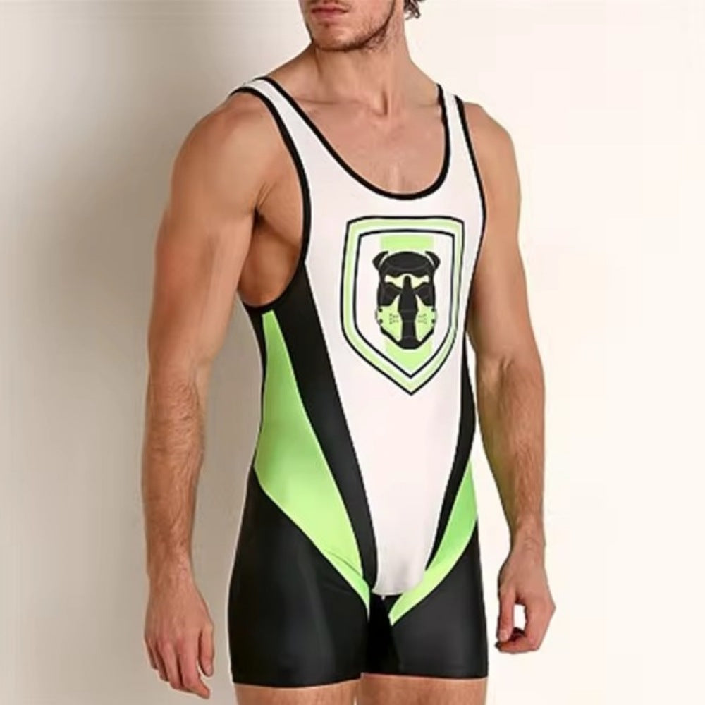 Men's Wrestling Jumpsuit Belly Contracting And Close-fitting