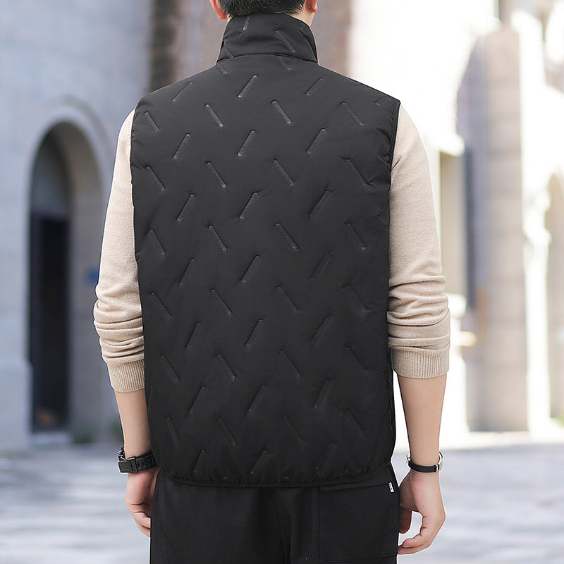 Autumn And Winter Men's Stand Collar Fleece-lined Thickened Lamb Wool Vest