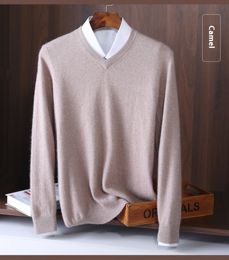 Korean Style Wool V-neck Bottoming Shirt Pullover Sweater