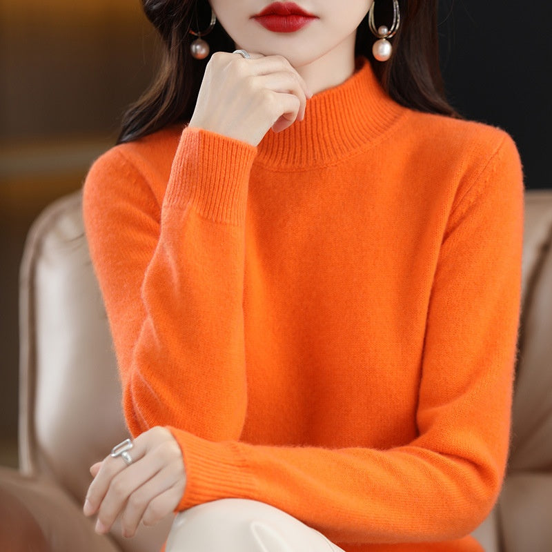 Autumn And Winter Sweater Half-high Collar Long Sleeves Women's Top Loose Slimming And All-matching