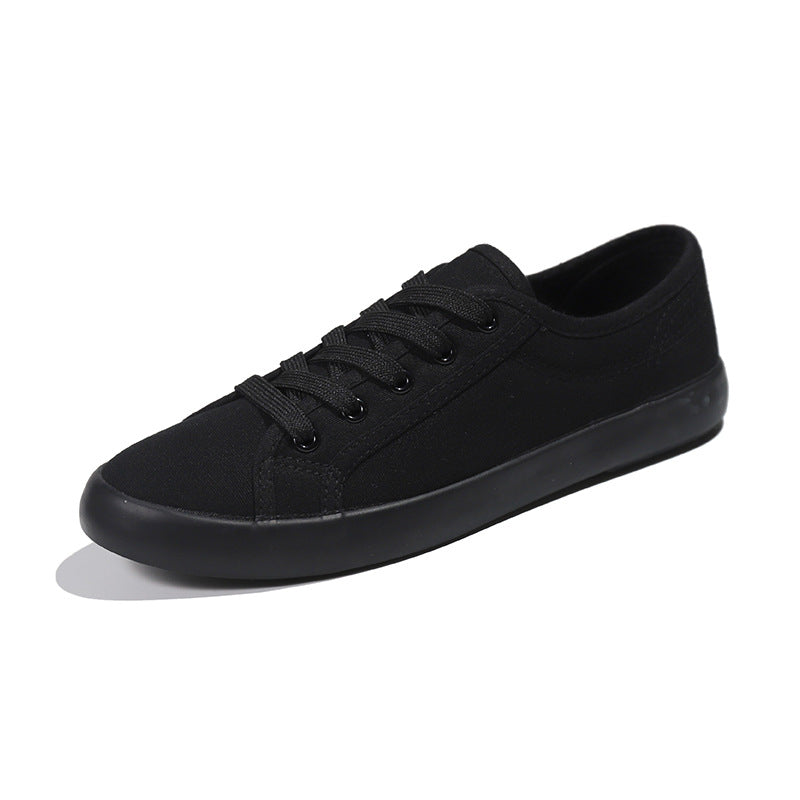 Korean Style All Black Slimming Versatile Pure Breathable Flat Work Shoes