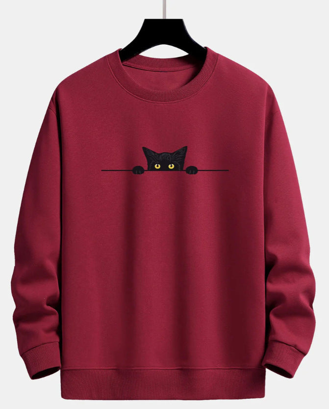 Creative Cat Print Cute Cat Round Neck Sweater