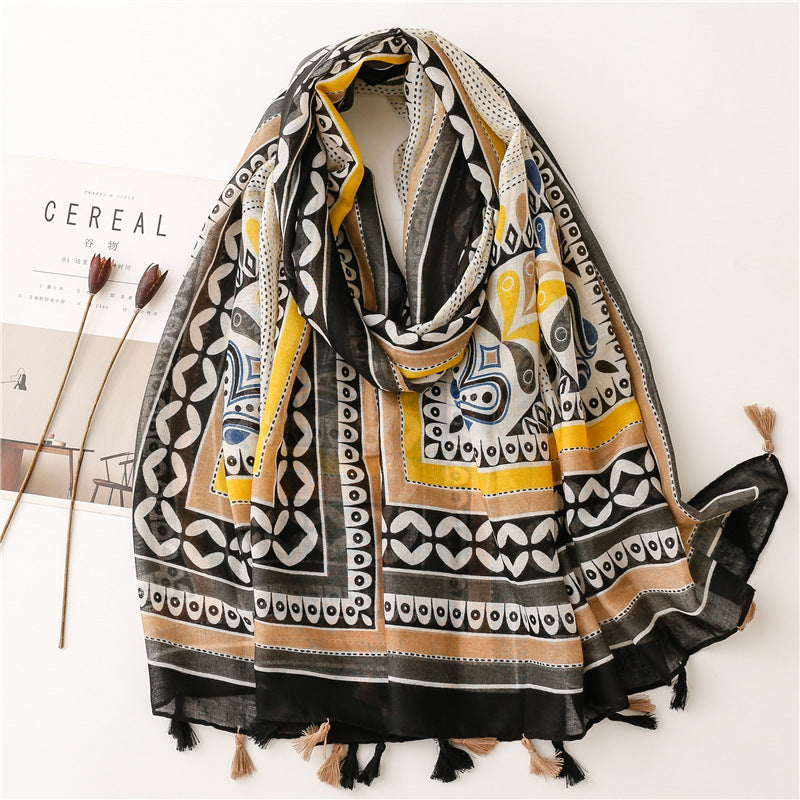 Creative Chinese Style Cotton And Linen Scarf
