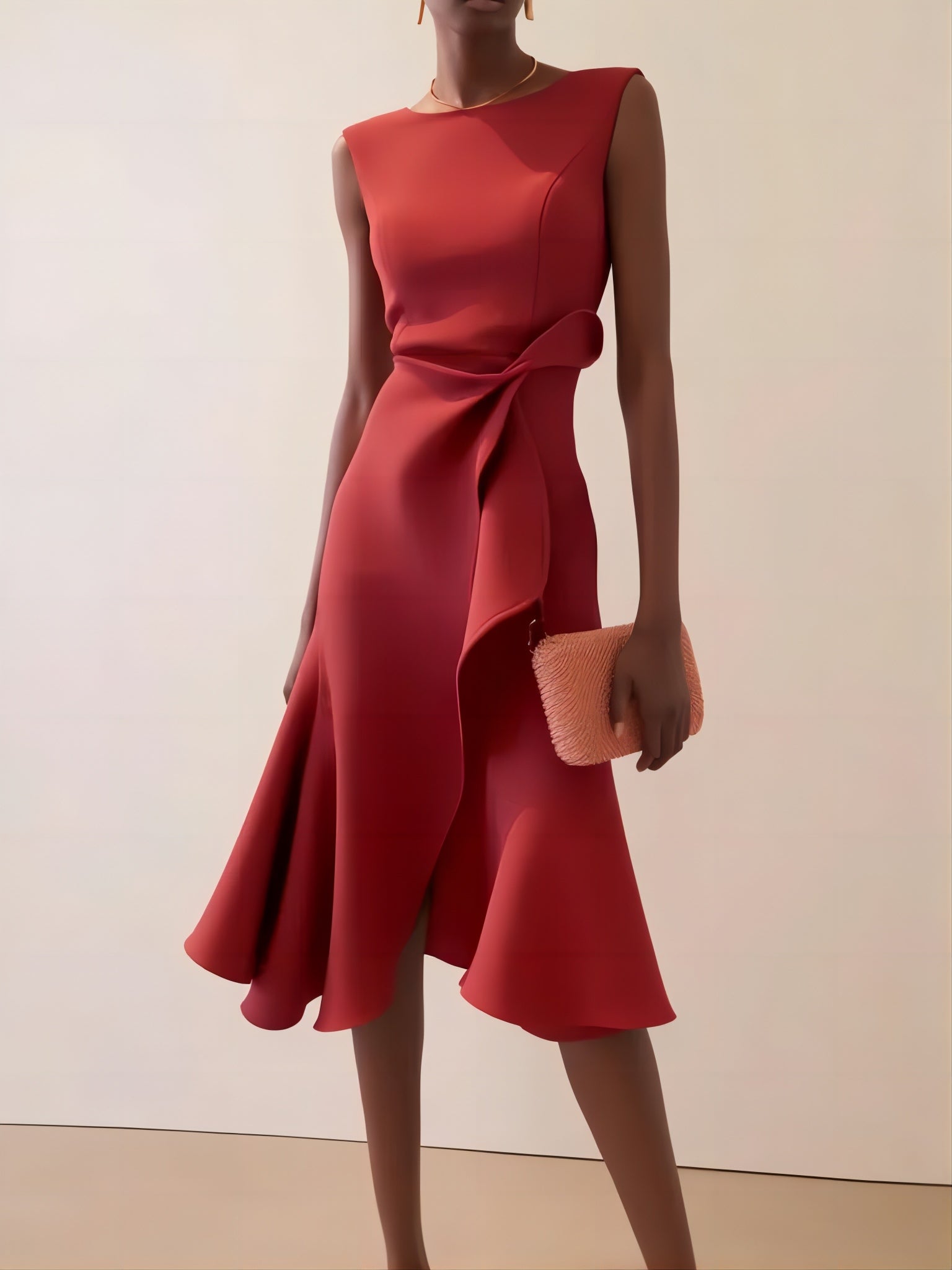 Sleeveless A-line Waist Twist Dress