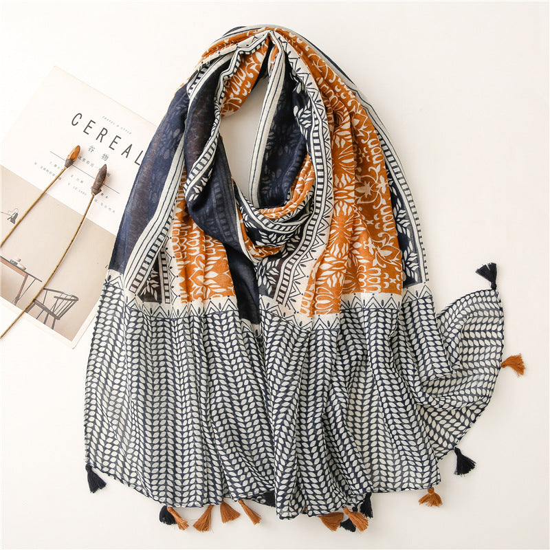 Creative Chinese Style Cotton And Linen Scarf