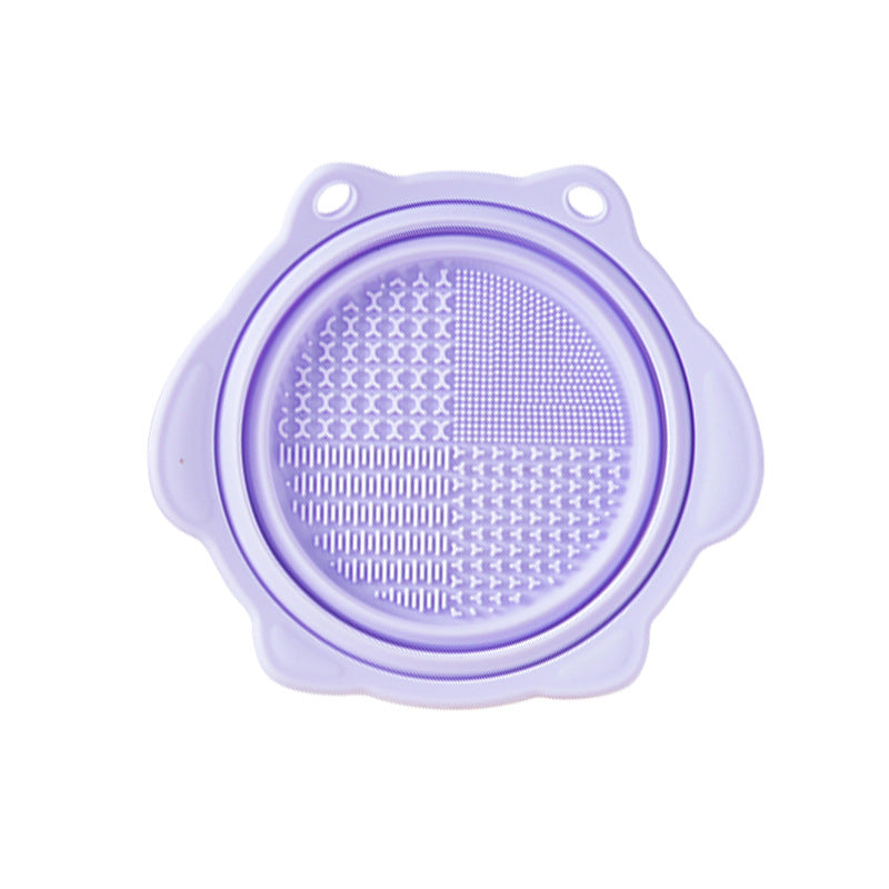 Multi-functional Silicone Makeup Brush Cleaning Folding Bowl Sponge Puff Beauty Tool Makeup Brush  Washing Scrubber Pad Soft Mat Scrubber Box