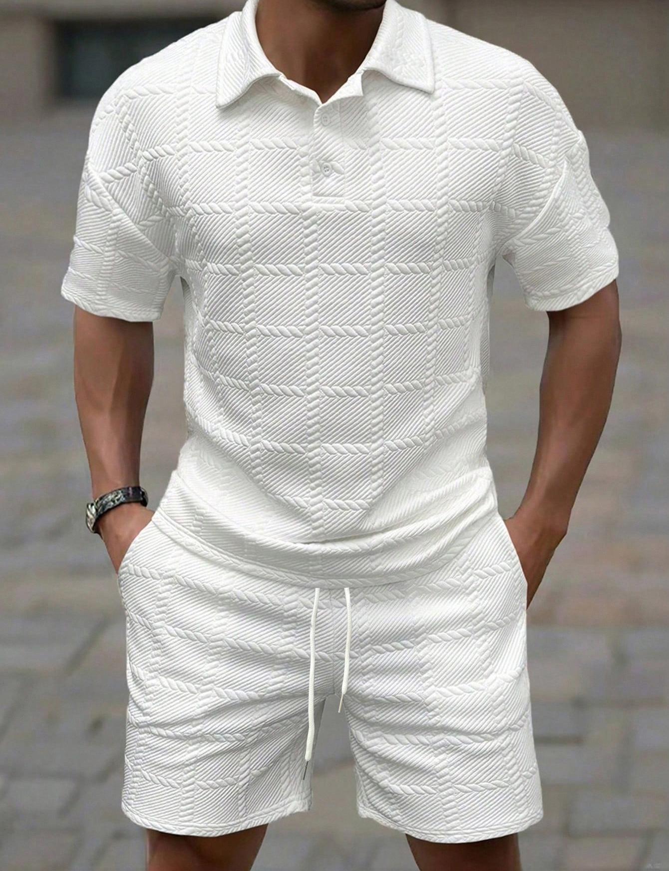 Solid-color Fashion Casual Mens Short-sleeve Set