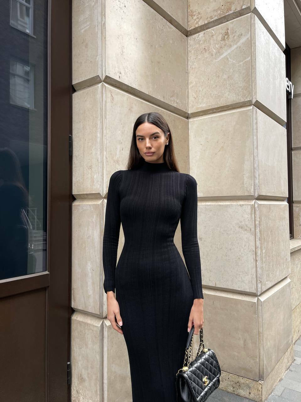 Knitted Turtleneck Tight European, American And French Style Elegant Bottoming Striped Dress Sweater