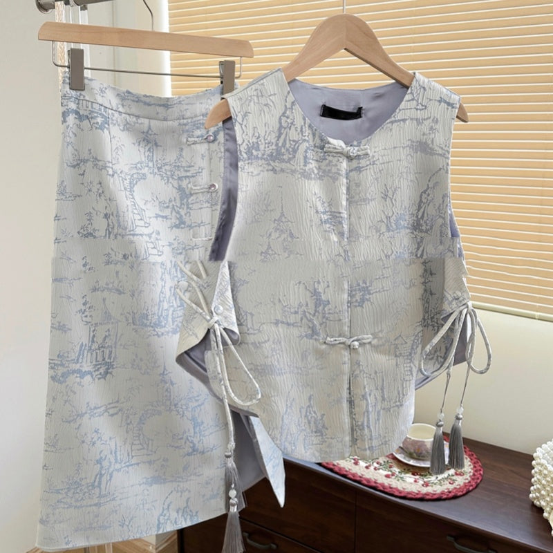 New Summer Women's Dress High-end New Chinese Style Cold Zen Suit